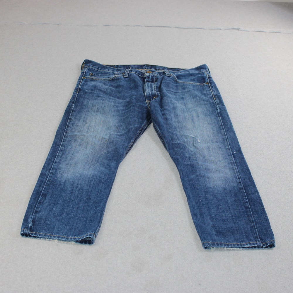 Levi's Jeans Womens 38x24 Blue Wash Cropped Denim Distressed Frayed Hem READ